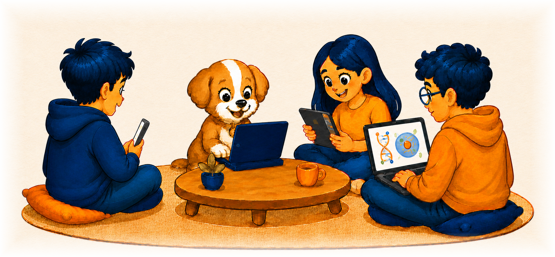 Gosthi puppy hosting a friendly group video call